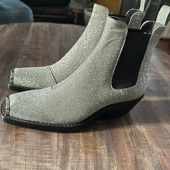 Calvin Klein 205w39NYC Metallic Silver Ankle Boots - Picture 2 of 7
